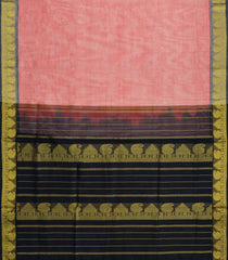 Peach Handloom Silk Cotton Saree With Contrast Border-SC4701