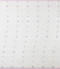 White Printed Art Linen Saree With Geometric Motifs-SY0595
