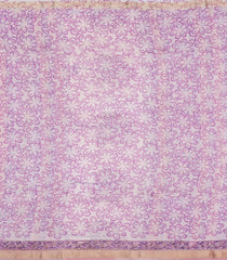 Lavender Printed Chanderi Cotton Saree With Zari Border-CC1644