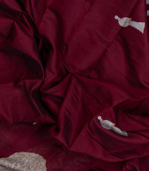 Maroon Printed Blended Cotton Saree With Zari Border-BL5673