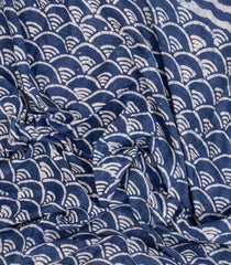 Indigo Printed Jaipur Cotton Saree With Floral Motifs-JC1588