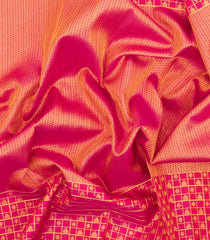 Hot Pink Handloom Kanchipuram Silk Saree With Stripes & Checks-KA15669