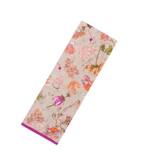 Beige Printed Crepe Silk Saree With Floral Motifs-PS0911