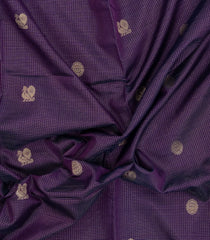 Violet Handloom Silk Cotton Saree With Checks & Buttas-SC4238