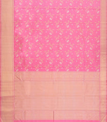 Bubblegum Pink Handloom Kanchipuram Silk Saree With Floral Zari Motifs-KA15813