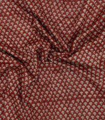 Rust Printed Chanderi Cotton Saree With Zari Border-CC1643