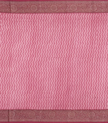 Dusty Pink Printed Chanderi Cotton Saree With Floral Motifs & Zari Border-CC1662