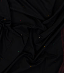 Black Handwoven Bengal Cotton Saree With Meena Buttas-BG1531