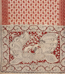 Crimson Printed Kalamkari Cotton Saree -KAL1242