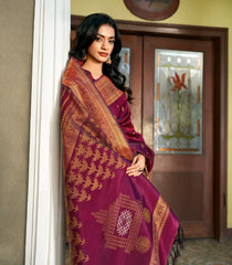 Maroon Handloom Aishwarya Kolam Silk Saree With Buttas-KA14799
