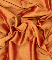 Peach & Gold Handloom Chanderi Partly Tissue Cotton Saree-CC1329