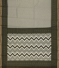 Green Printed Blended Chanderi Cotton Saree With Zari Border-BL5777