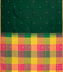 Bottle Green Handloom Kanchipuram Silk Saree With Bomkai Pallu-KA14597