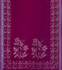 Magenta Printed Synthetics Linen Saree With Floral Motifs-BL5233