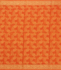 Orange Printed Synthetics Dola Silk Saree With Floral Zari Motifs-BL5255