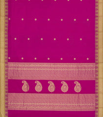 Hot Pink Handloom Kanchi Cotton Saree With Temple Border-KC1831