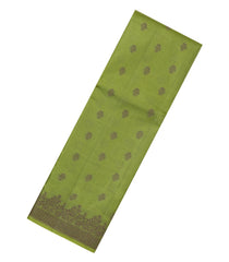Olive Green Woven Tussar Silk Saree With Floral Buttas-TU3403