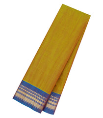 Mustard Handloom Gadwal Silk Cotton Saree With Contrast Border -GA0269