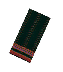 Bottle Green Handloom Bengal Cotton Saree With Stripes-BG1600