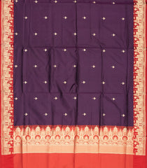 Burgundy Handloom Banarasi Silk Saree With Floral Buttas-BE1497
