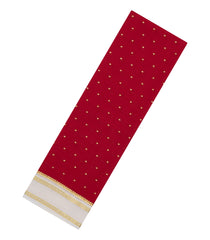 Red Woven Mysore Silk Saree With Coin Buttas & Contrast Border-MS3282