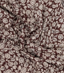 Dark Brown Printed Kalamkari Cotton Saree-KAL1255