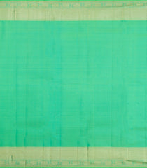 Aquamarine & Cyan Handloom Kanchipuram Silk Saree With Floral Motifs-KA15086