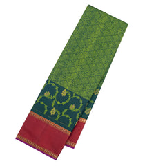 Dark Green Handloom Kanchipuram Silk Saree With Floral Motifs-KA16353