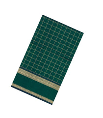 Sea Green Handloom Silk Cotton Saree With Zari Checks-SC4312