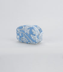 Light Blue Cotton Bagru Printed Coin Pouch With Zipper-ACS1077