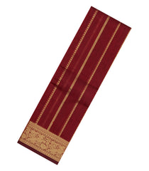 Maroon Handloom Kanchi Cotton Saree With Zari Stripes-KC1815