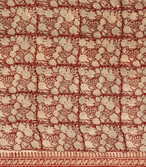 Cream Printed Jaipur Cotton Saree With Tribal Motifs-JC1746