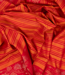 Hot Pink Handloom Soft Silk Saree With Stripes & Floral Motifs-SO4236