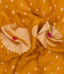 Mustard Woven Pure Organza Silk Saree With Zari Buttas-KS1118