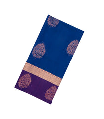 Blue Handloom Silk Cotton Saree With Buttas-SC4529