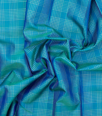 Cyan Woven Pure Silk Saree With Zari Checks-EC2602
