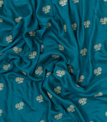Cyan Woven Synthetic Blended Saree With Embroidered Motifs-EN2032