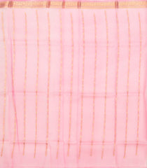 Baby Pink Handloom Banarasi Organza Silk Saree With Floral Motifs-BE1679