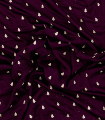 Burgundy Woven Synthetic Blended Saree With Embroidered Motifs-EN2055