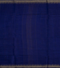 Dark Blue Woven Tussar Silk Saree With Floral Motifs & Contrast Border-TU3550
