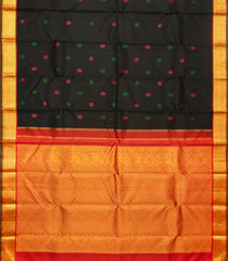 Black Handloom Kanchipuram Silk Saree With Gandaberunda Buttas