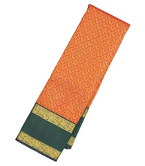 Red Handloom Korvai Kanchipuram Silk Saree With Annam Motifs-KA13443