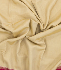 Cream Woven Blended Viscose Saree With Contrast Border-BL5546