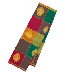 Multi Colour Handloom Kanchipuram Silk Saree With Checks & Buttas-KA16432