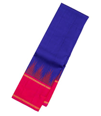 Purple Handloom Korvai Kanchipuram Silk Saree With Pink Temple Border-KA12765