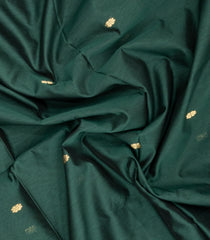 Bottle Green Handloom Maheswari Silk Cotton Saree With Buttas & Zari Border-SC4861