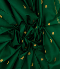 Dark Green Handloom Kanchipuram Silk Saree With Parrot Buttas-KA13126