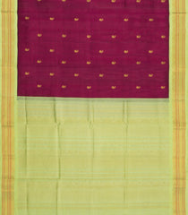 Maroon Handloom Korvai Silk Cotton Saree With Zari Buttas-SC5007