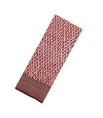 Burgundy Printed Chanderi Cotton Saree With Zari Border-CC1508