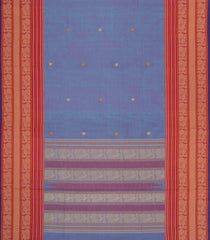 Light Blue Handloom Silk Cotton Saree With Buttas-SC4411